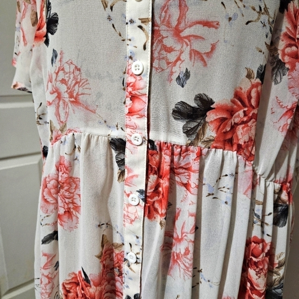 Torrid Lexie Babydoll Chiffon High-Low Sheer Floral Tunic Size 1 (1X) - Picture 5 of 13